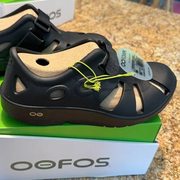 OOFOS "OOcandoo" unisex sport recovery sandal - W8, M6 - black - Picture 3 of 5